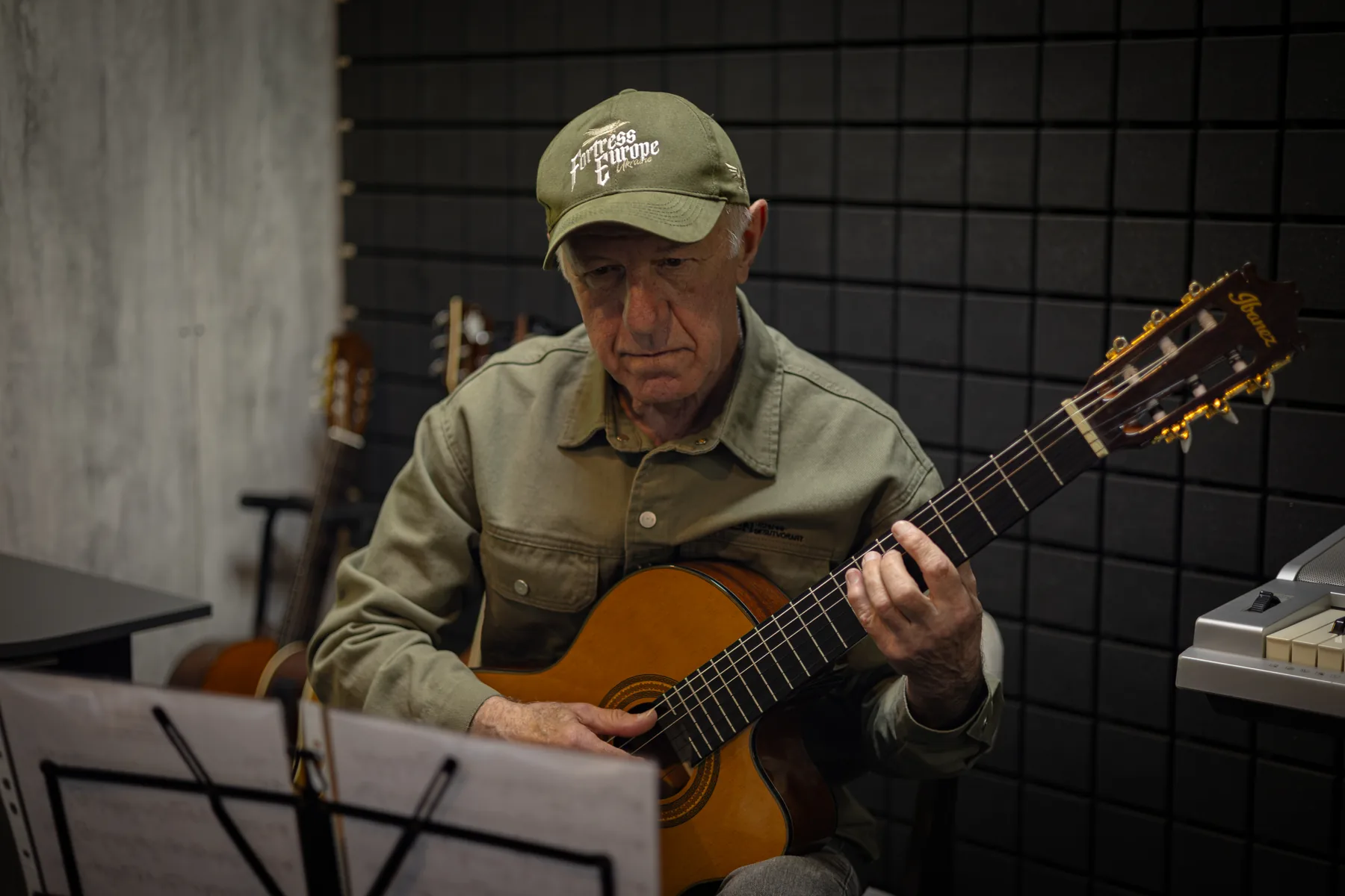 Oleksandr Soloviov playing classical guitar at Velikhan Music Academy